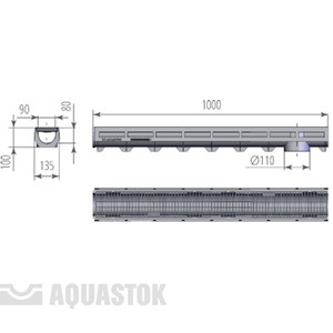AQUA-TOP DN90 H100 с пластиковой решеткой